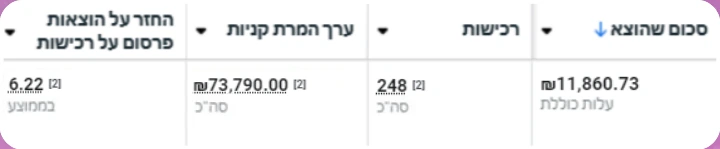 צילום מסך מחשבון המודעות של מטא: הזמנת מגשי פירות אונליין